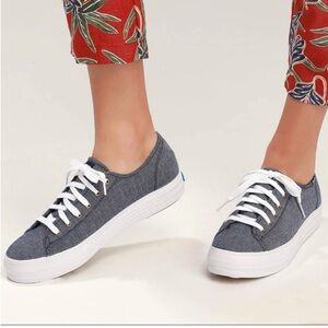 Like new Keds chambray denim triple kick flatform sneakers